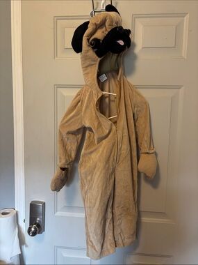 Kids Pug Dog Halloween Costume - Tan Plush Hooded Romper